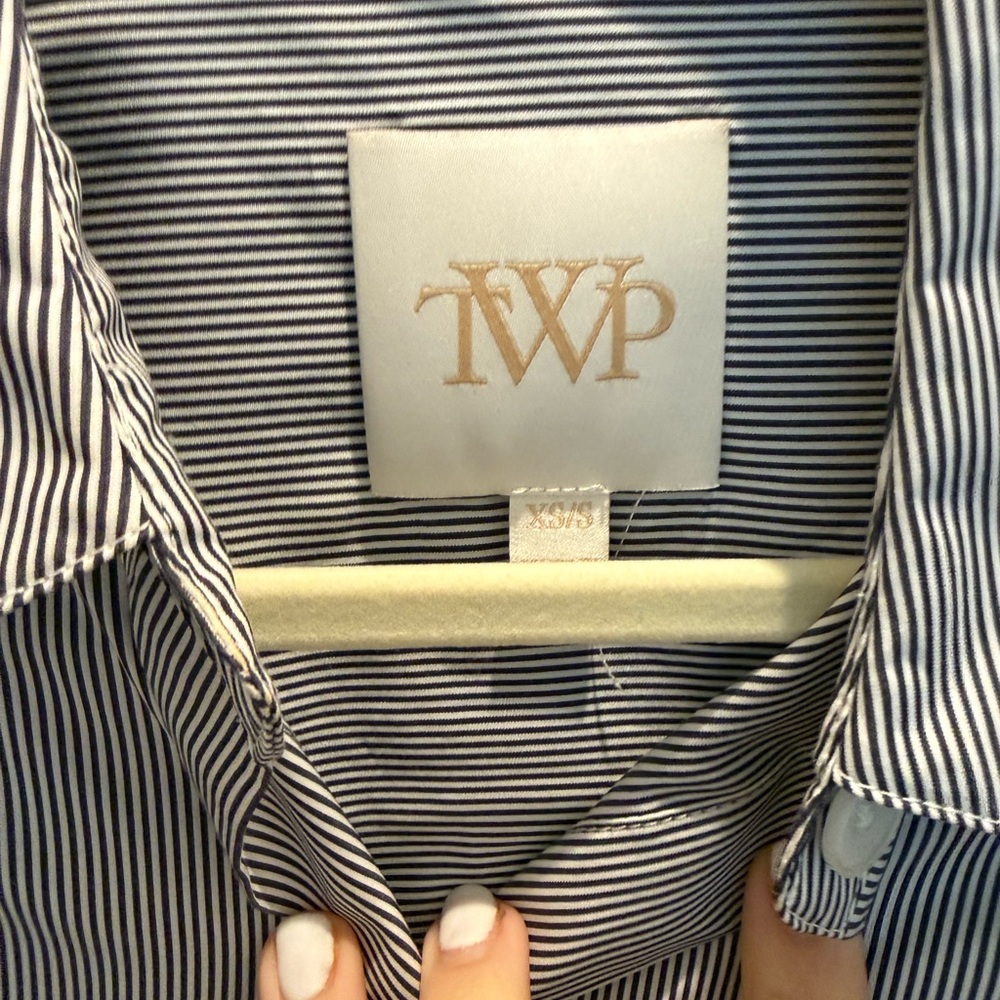 TWP Next Ex Shirt in Blue / White Stripe, size XS / S - Picture 3 of 4